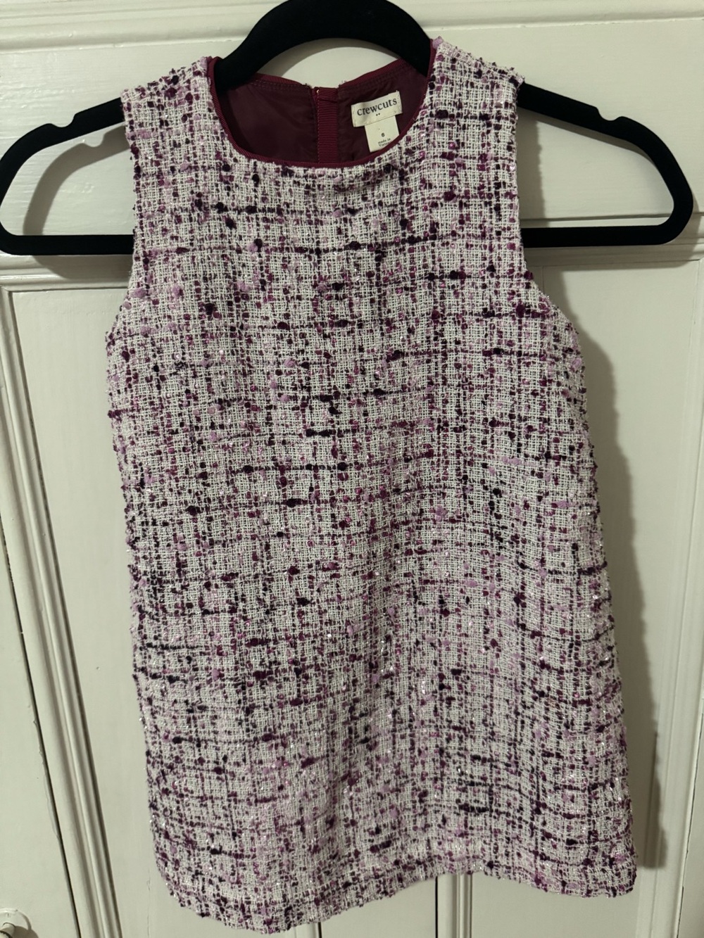 Crewcuts White Pink and Purple Tweed Sleeveless Dress 6